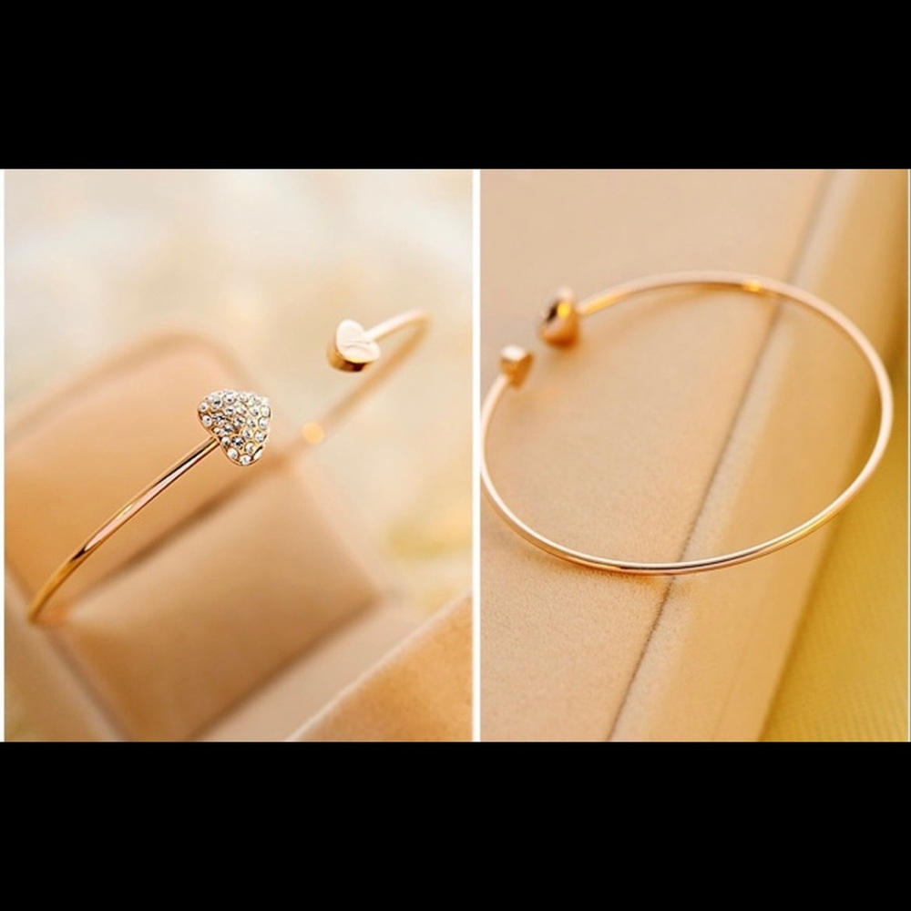 DesignerHeart And Rhinestone Bangle Cuff bracelet - Picture 3 of 7